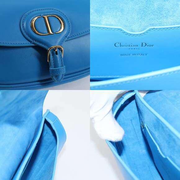 DIOR Bobby East West Shoulder Bag Leather Blue Gold - Picture 12 of 13